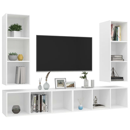 Tv-wandmeubelen 4 st spaanplaat wit
