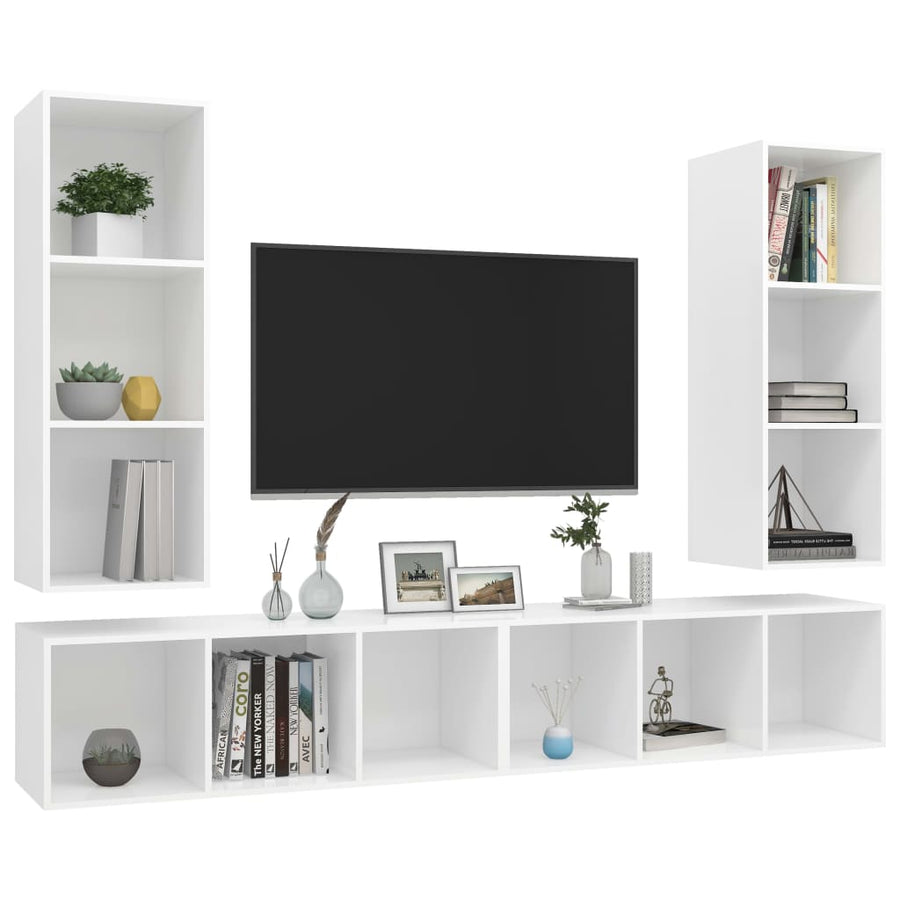 Tv-wandmeubelen 4 st spaanplaat wit
