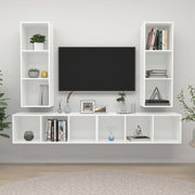 Tv-wandmeubelen set 4 stuks spaanplaat wit