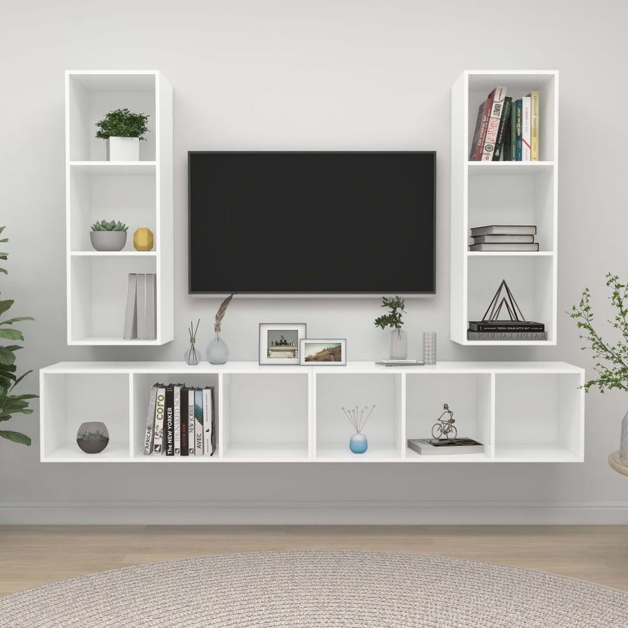 Tv-wandmeubelen 4 st spaanplaat wit