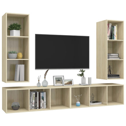 Tv-wandmeubelen 4 st bewerkt hout sonoma eikenkleurig
