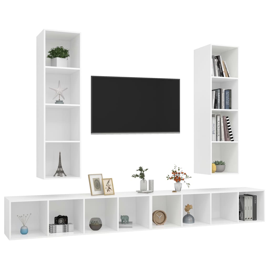 Tv-Wandmeubelen Bewerkt Hout Wit