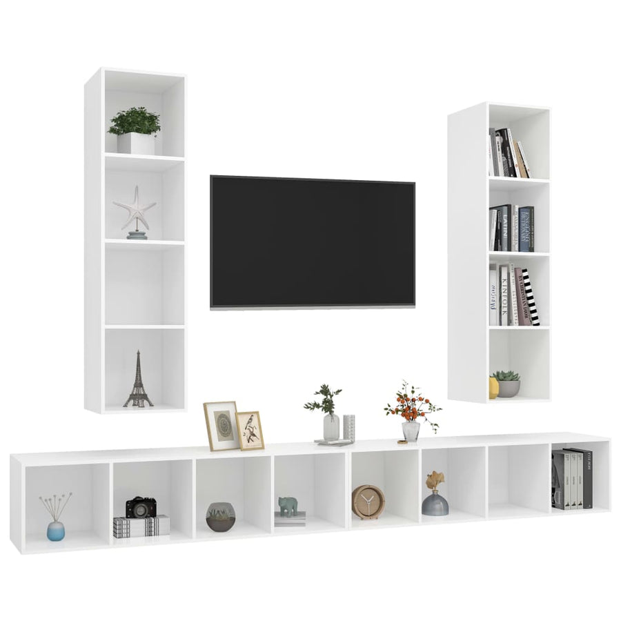 Tv-Wandmeubelen Bewerkt Hout Wit