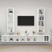 Tv-meubel 4 stuks bewerkt hout wit 37x37x142,5 cm