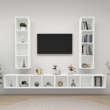 Tv-Wandmeubelen Bewerkt Hout Wit