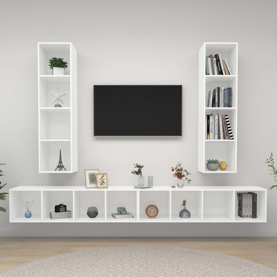 Tv-Wandmeubelen Bewerkt Hout Wit