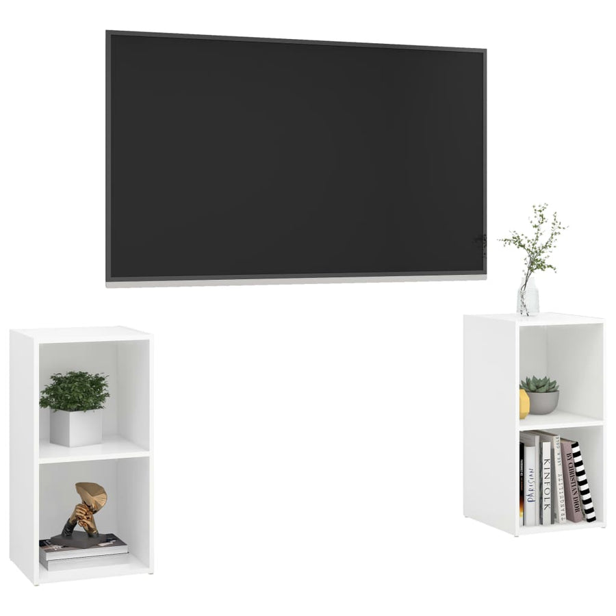 Tv-Meubelen 72X35X36,5 Cm Bewerkt Hout 72 x 35 x 36.5 cm Wit