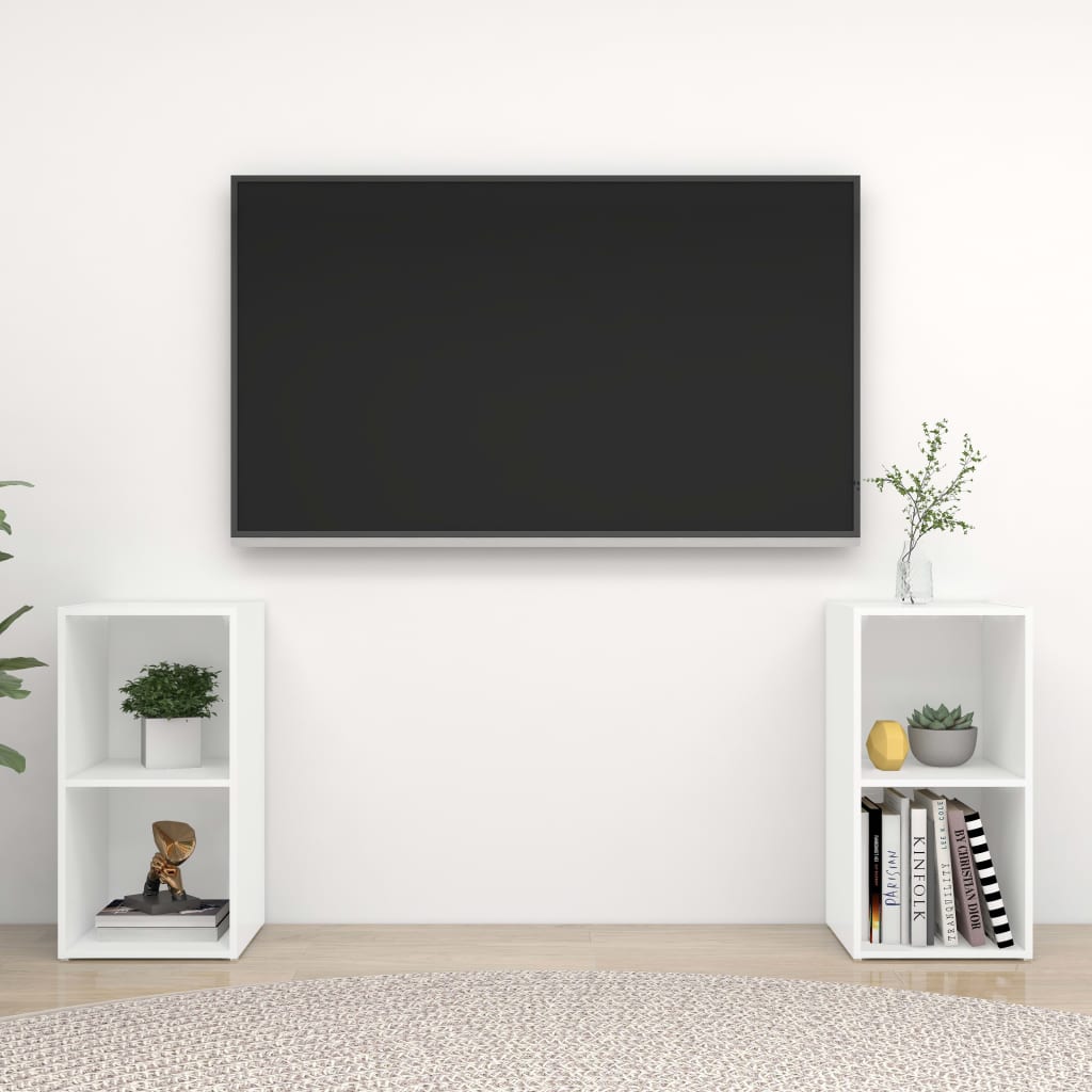 Tv-Meubelen 72X35X36,5 Cm Bewerkt Hout 72 x 35 x 36.5 cm Wit