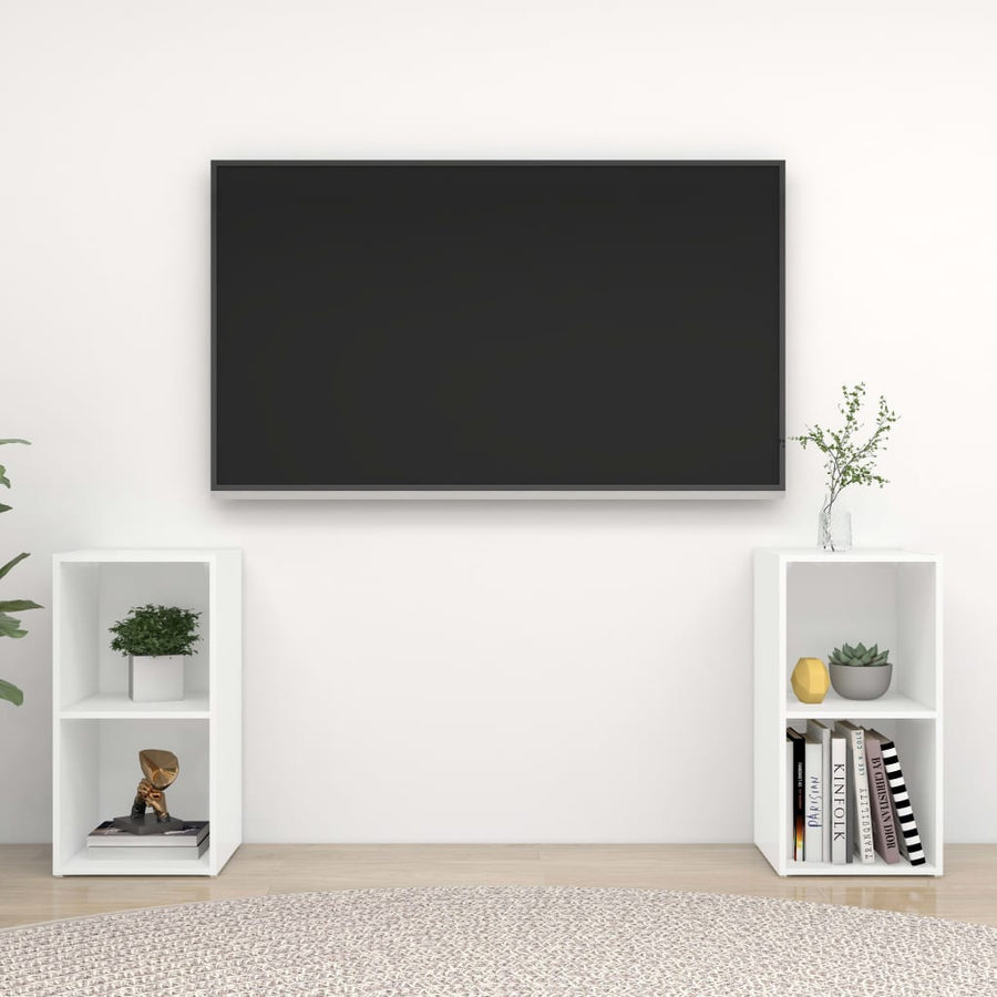 Tv-Meubelen 72X35X36,5 Cm Bewerkt Hout 72 x 35 x 36.5 cm Wit