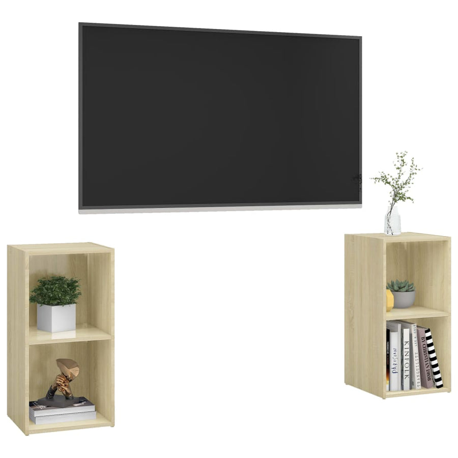 Tv-Meubelen 7X35X36,5 Cm Spaanplaat Kleurig 72 x 35 x 36.5 cm Sonoma eiken