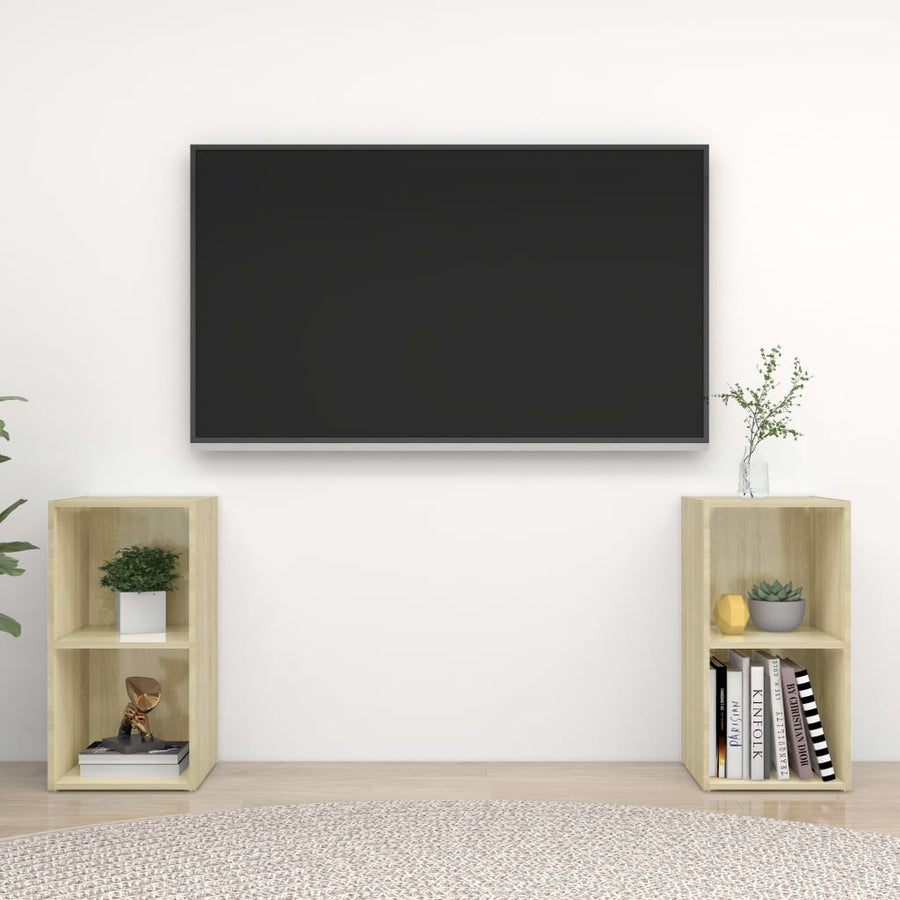 Tv-Meubelen 7X35X36,5 Cm Spaanplaat Kleurig 72 x 35 x 36.5 cm Sonoma eiken
