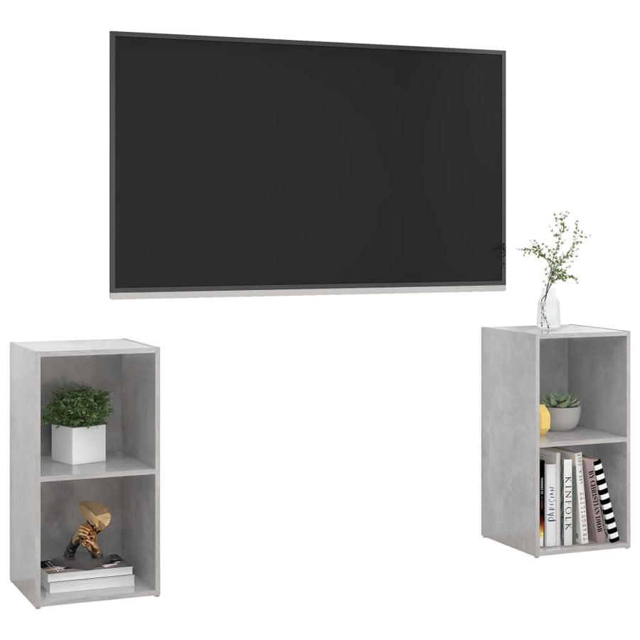 Tv-Meubelen 7X35X36,5 Cm Spaanplaat 72 x 35 x 36.5 cm Betongrijs