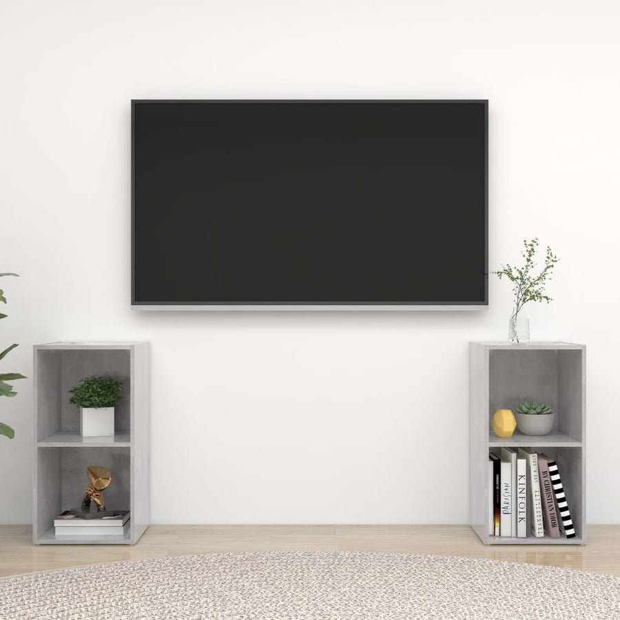 Tv-Meubelen 7X35X36,5 Cm Spaanplaat 72 x 35 x 36.5 cm Betongrijs