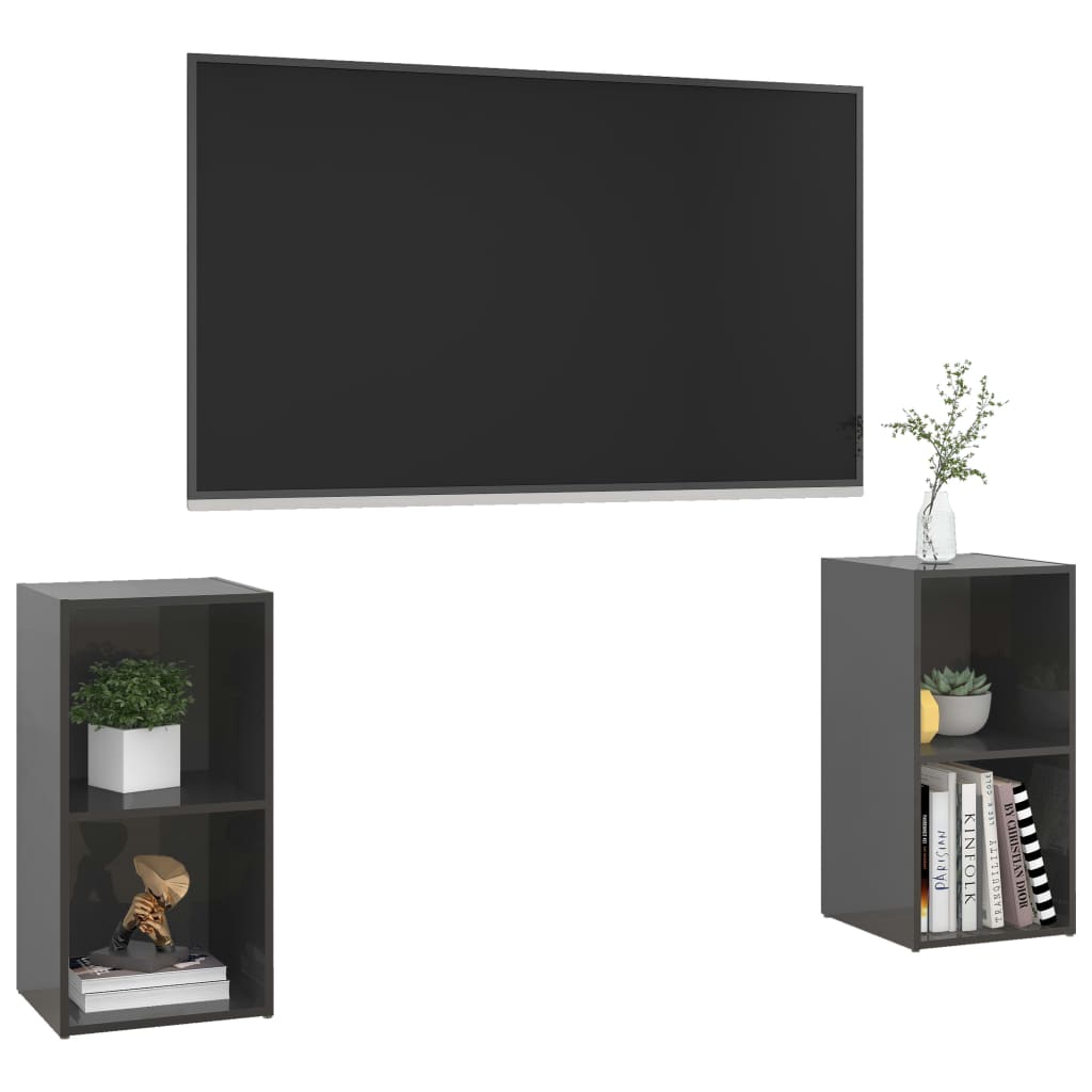 Tv-Meubelen 7X35X36,5 Cm Spaanplaat 72 x 35 x 36.5 cm Hoogglans grijs