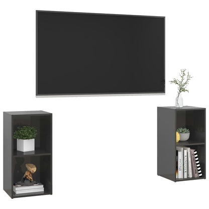 Tv-Meubelen 7X35X36,5 Cm Spaanplaat 72 x 35 x 36.5 cm Hoogglans grijs