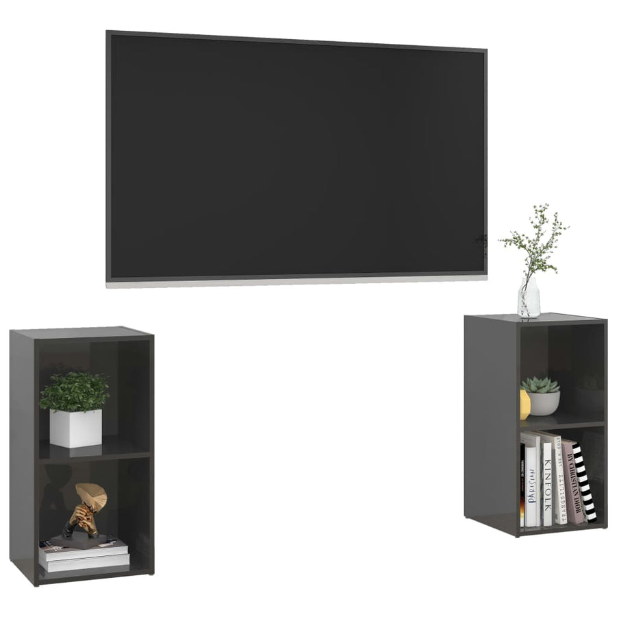 Tv-Meubelen 7X35X36,5 Cm Spaanplaat 72 x 35 x 36.5 cm Hoogglans grijs
