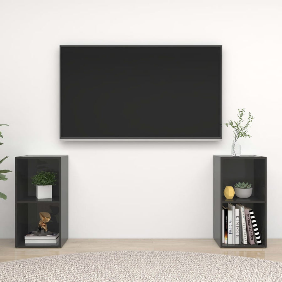Tv-Meubelen 7X35X36,5 Cm Spaanplaat 72 x 35 x 36.5 cm Hoogglans grijs