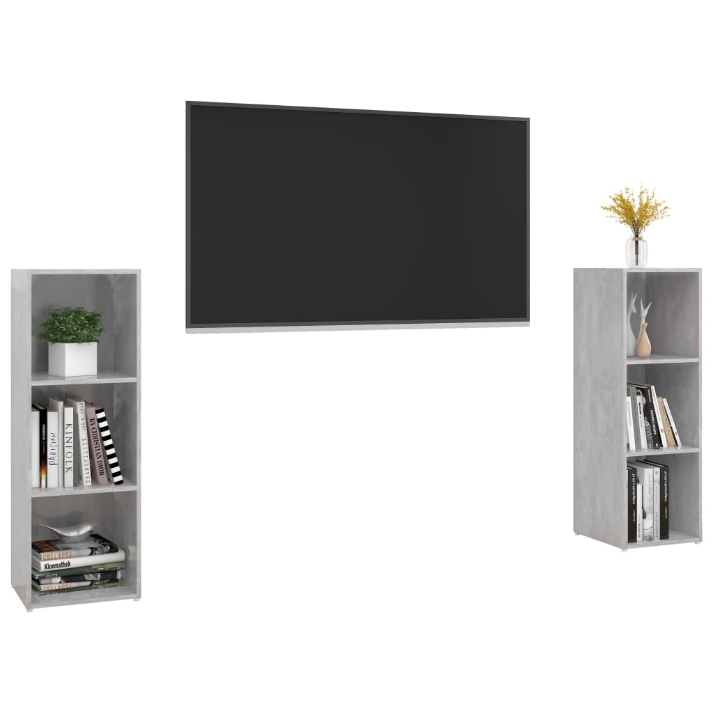 Tv-meubelen 2 st 107x35x37 cm bewerkt houtbetongrijs