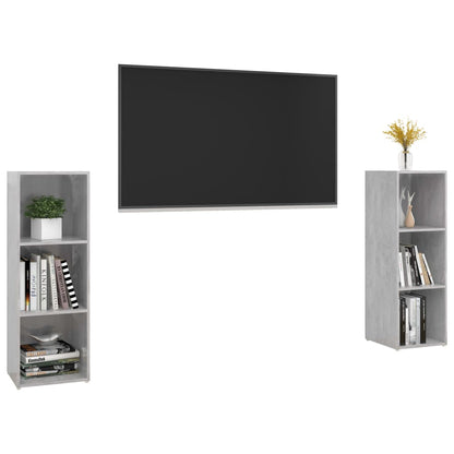 Tv-meubelen 2 st 107x35x37 cm bewerkt houtbetongrijs