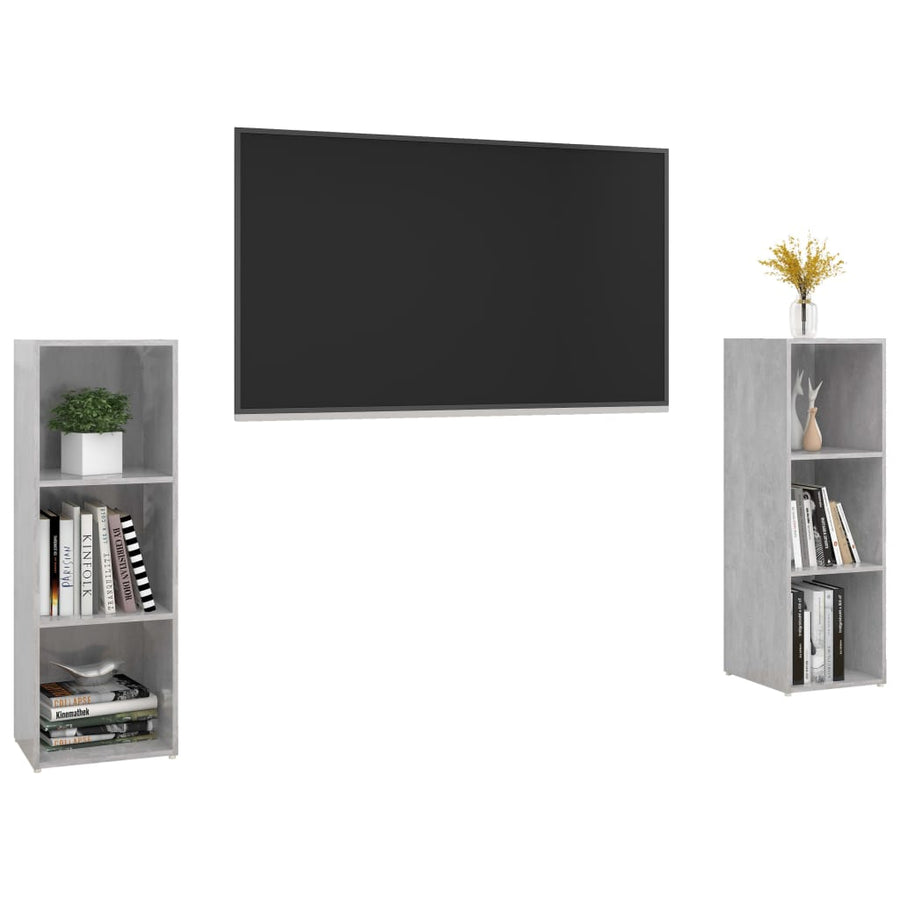 Tv-meubelen 2 st 107x35x37 cm bewerkt houtbetongrijs