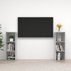 Tv-meubels 2 st 107x35x37 cm bewerkt hout betongrijs