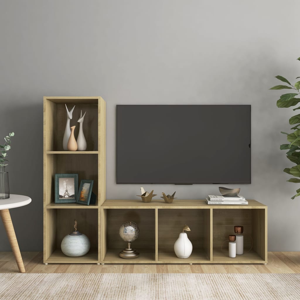Tv-meubelen 2 st 107x35x37 cm bewerkt hout sonoma eikenkleurig