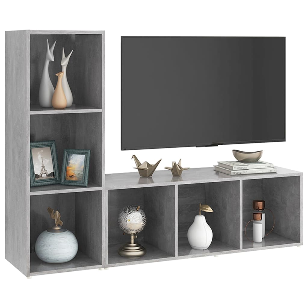 Tv-meubelen 2 st 107x35x37 cm bewerkt hout betongrijs