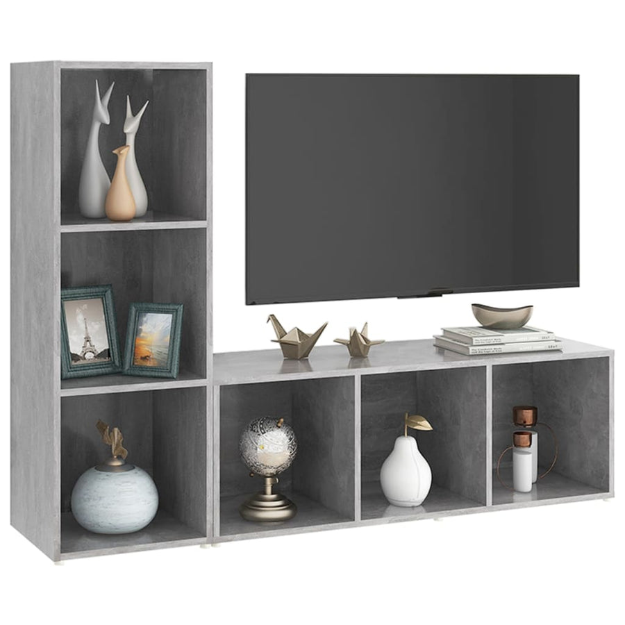 Tv-meubelen 2 st 107x35x37 cm bewerkt hout betongrijs
