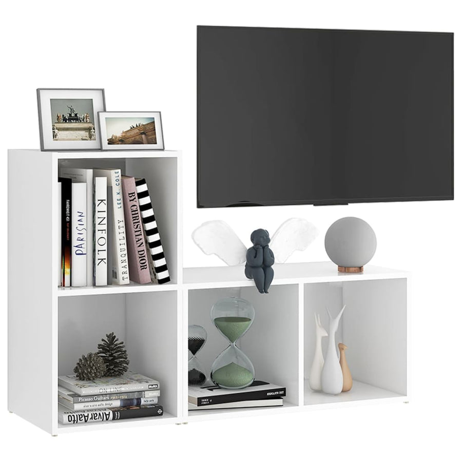 Tv-Meubelen 2 St 72X35X36,5 Cm Bewerkt Hout 72 x 35 x 36.5 cm Wit