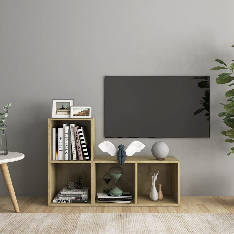 Tv-Meubelen 7X35X36,5 Cm Spaanplaat Kleurig 72 x 35 x 36.5 cm Sonoma eiken