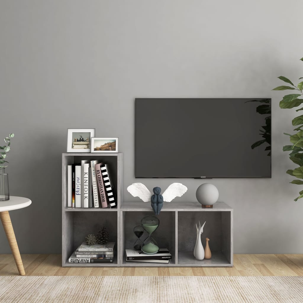 Tv-Meubelen 7X35X36,5 Cm Spaanplaat 72 x 35 x 36.5 cm Betongrijs