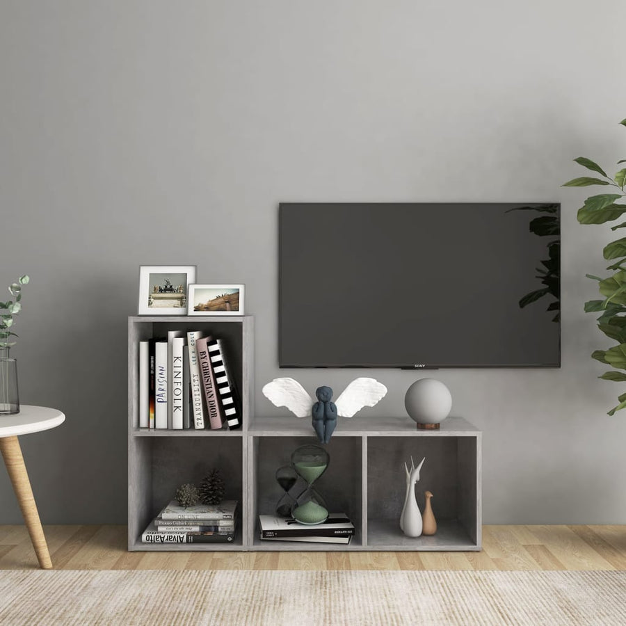 Tv-Meubelen 7X35X36,5 Cm Spaanplaat 72 x 35 x 36.5 cm Betongrijs