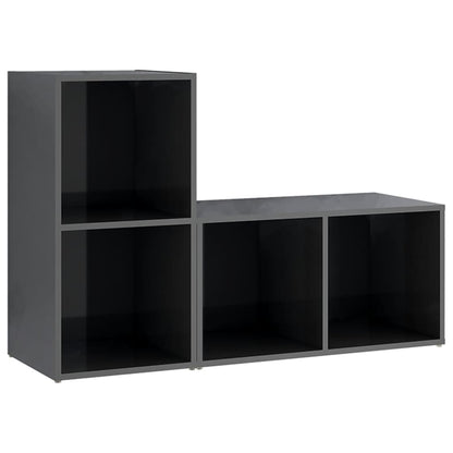 Tv-Meubelen 7X35X36,5 Cm Spaanplaat 72 x 35 x 36.5 cm Hoogglans grijs