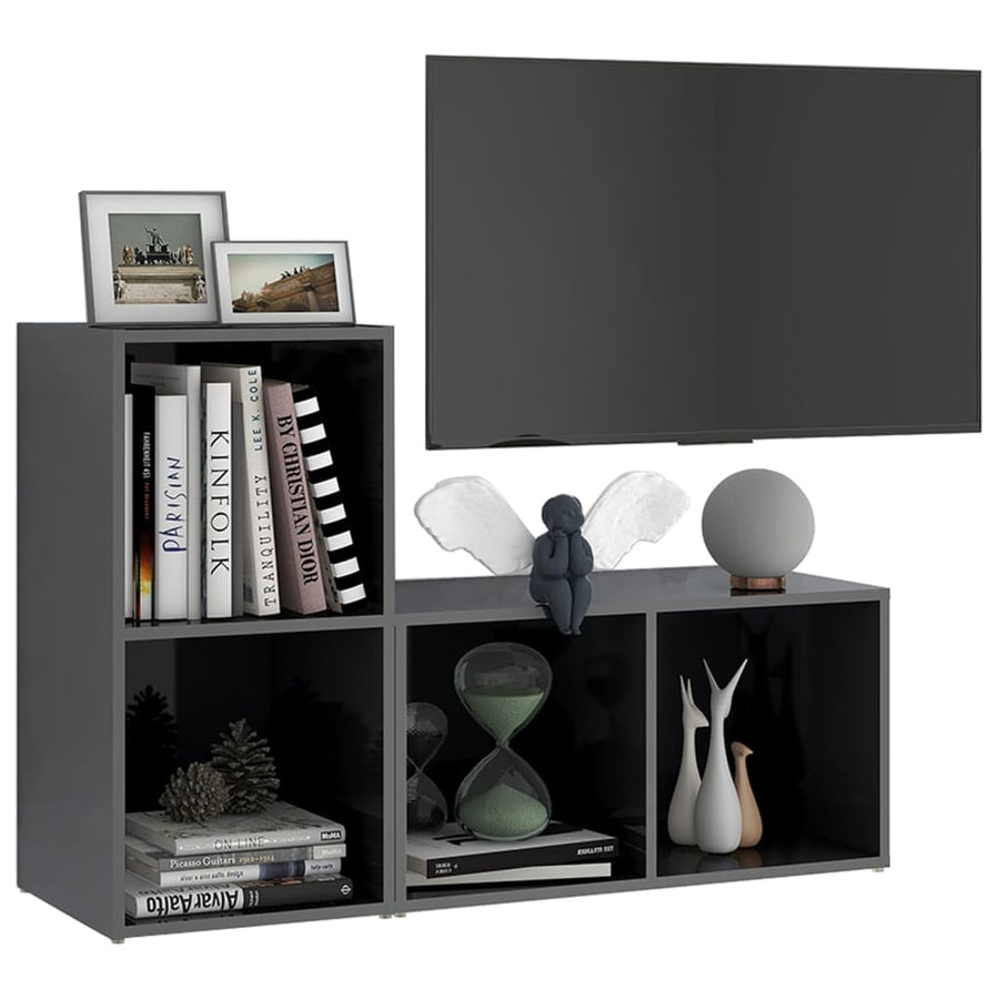 Tv-Meubelen 7X35X36,5 Cm Spaanplaat 72 x 35 x 36.5 cm Hoogglans grijs