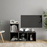 Tv-meubel 72x35x36,5 cm bewerkt hout hoogglans grijs