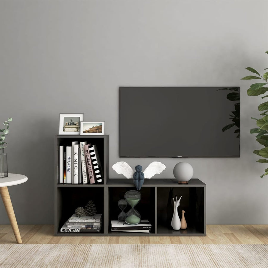 Tv-Meubelen 7X35X36,5 Cm Spaanplaat 72 x 35 x 36.5 cm Hoogglans grijs