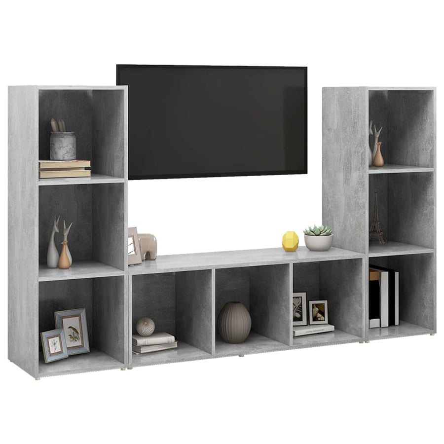 Tv-meubelen 3 st 107x35x37 cm bewerkt hout betongrij