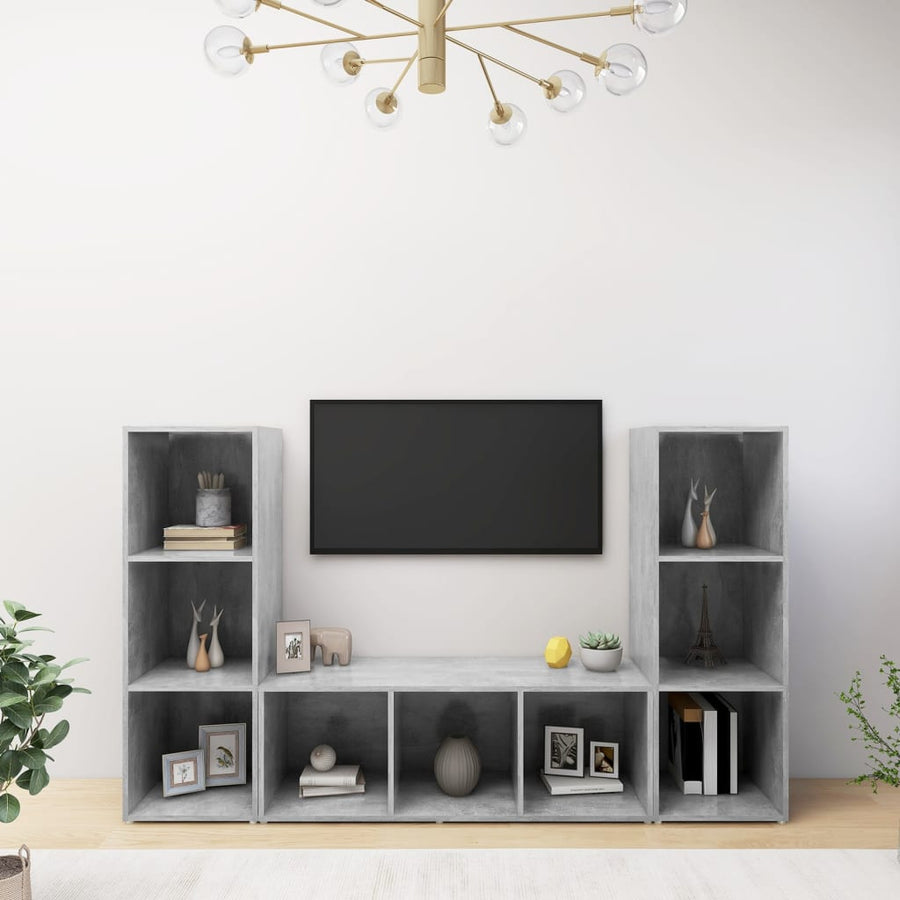 Tv-meubelen 3 st 107x35x37 cm bewerkt hout betongrij
