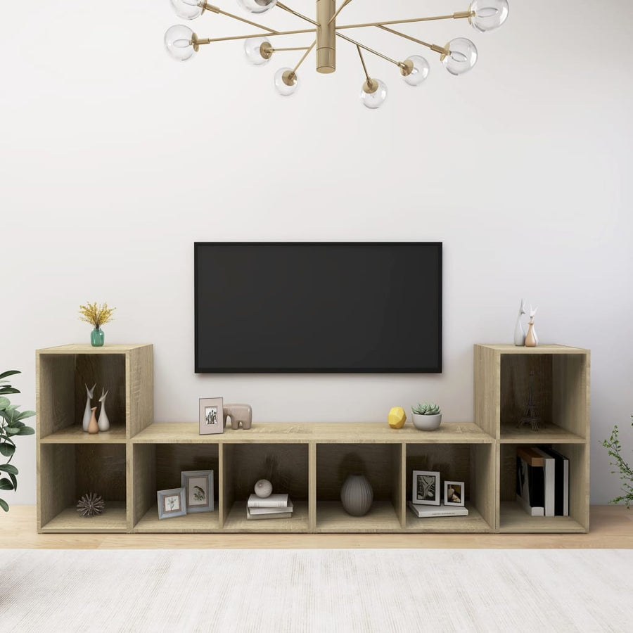 Tv-Meubelen 72X35X36,5 Cm Bewerkt Hout Kleurig Sonoma eiken