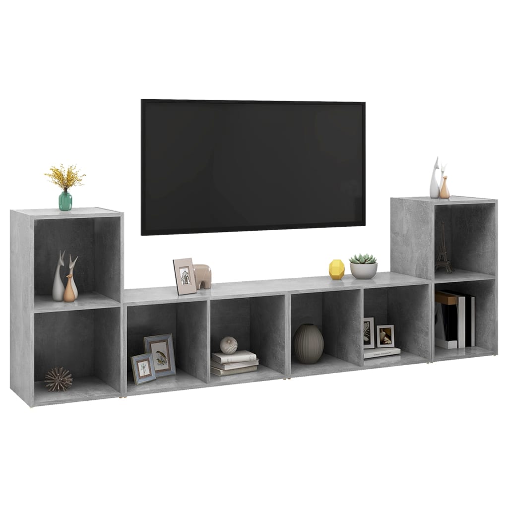 Tv-Meubelen 72X35X36,5 Cm Bewerkt Hout Betongrijs