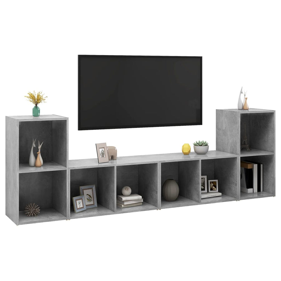 Tv-Meubelen 72X35X36,5 Cm Bewerkt Hout Betongrijs