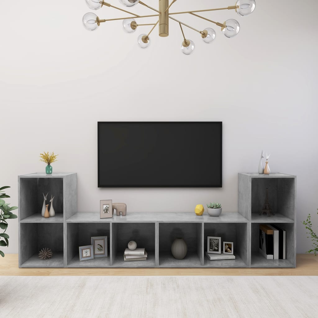 Tv-Meubelen 72X35X36,5 Cm Bewerkt Hout Betongrijs