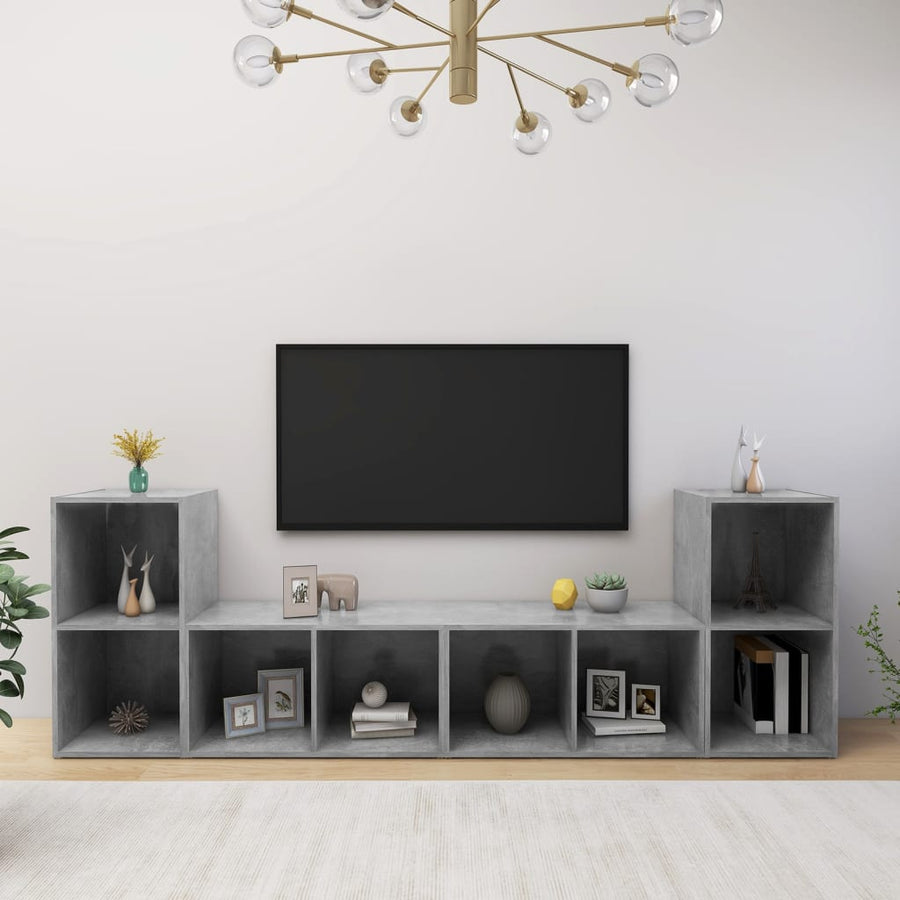 Tv-Meubelen 72X35X36,5 Cm Bewerkt Hout Betongrijs