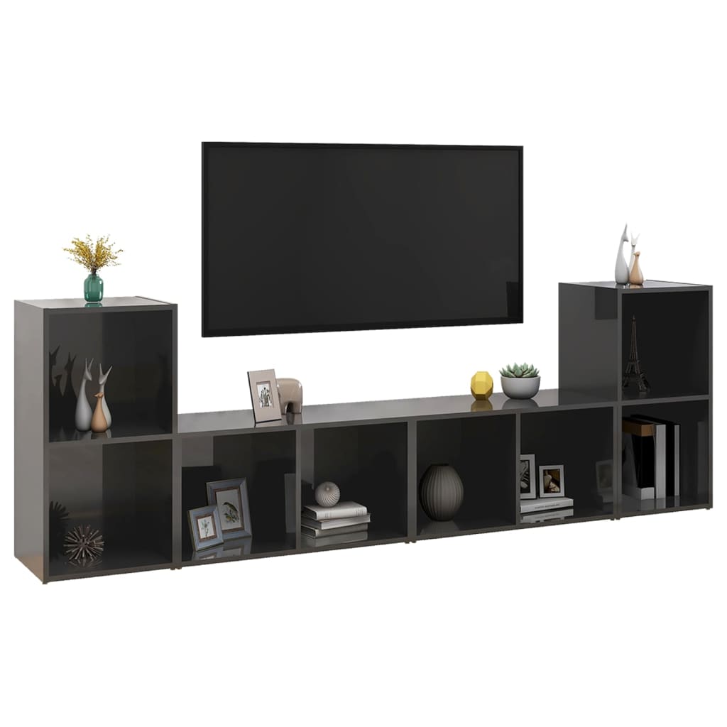 Tv-Meubelen 72X35X36,5 Cm Spaanplaat Hoogglans grijs