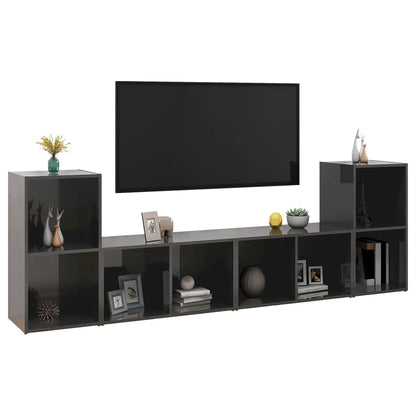 Tv-Meubelen 72X35X36,5 Cm Spaanplaat Hoogglans grijs