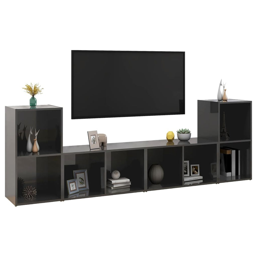 Tv-Meubelen 72X35X36,5 Cm Spaanplaat Hoogglans grijs