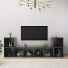 TV units 4 pcs 72x35x36.5 cm engineered wood high gloss grey