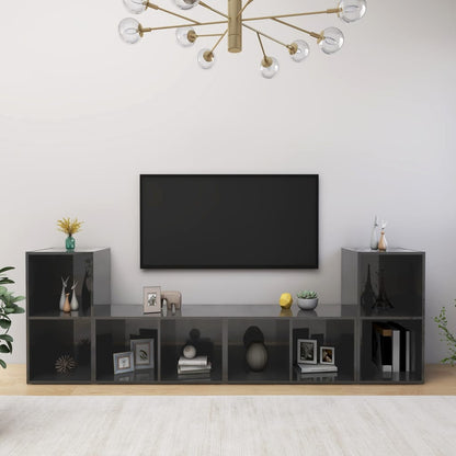 Tv-Meubelen 72X35X36,5 Cm Spaanplaat Hoogglans grijs