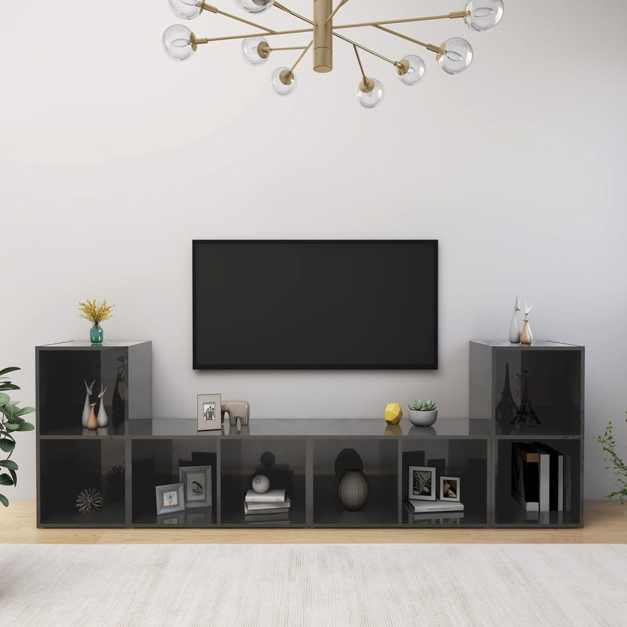 Tv-Meubelen 72X35X36,5 Cm Spaanplaat Hoogglans grijs