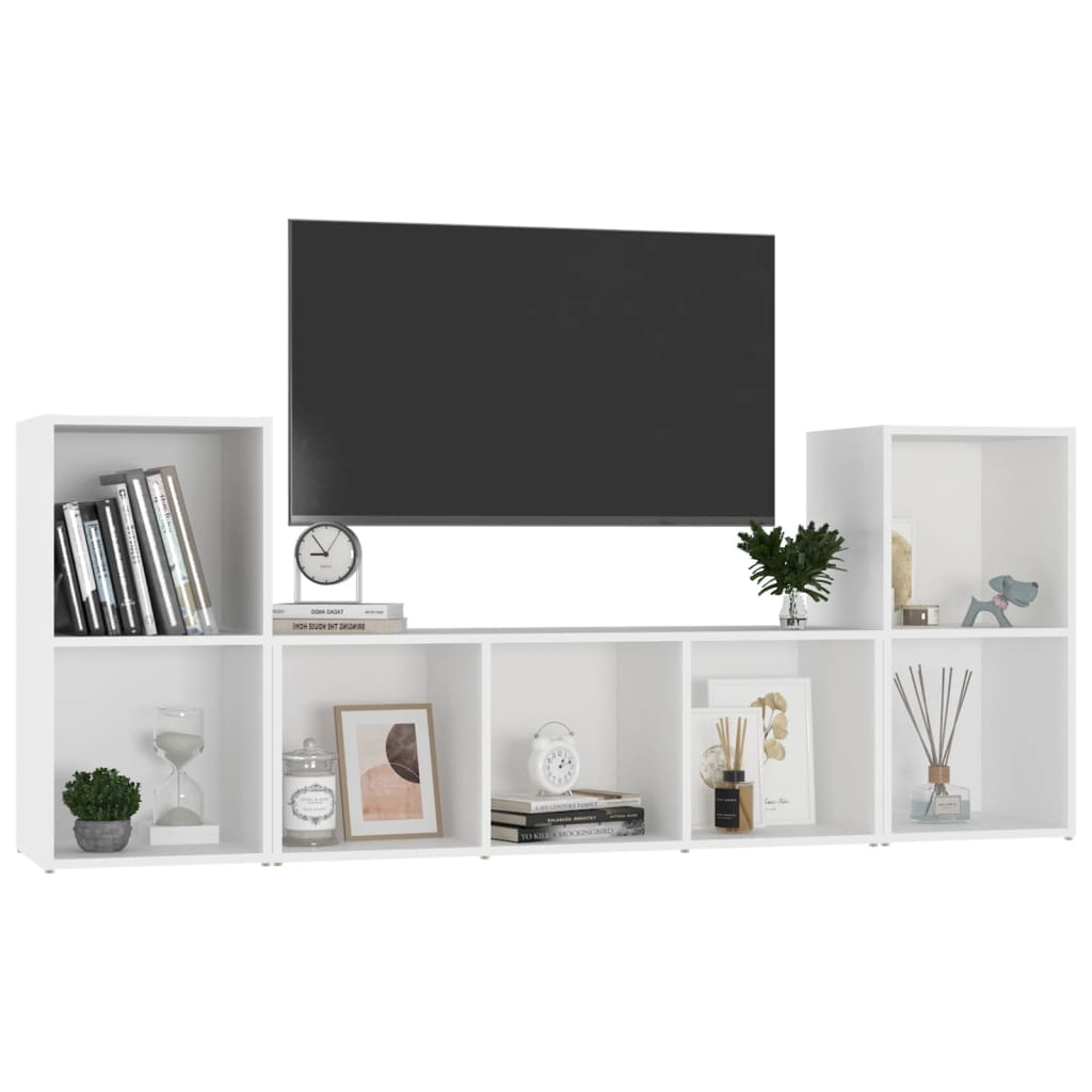 3-delige Tv-meubelset bewerkt hout wit